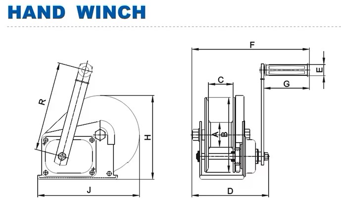 Tời quay tay inox 1200lbs Kawasaki BHW-1200