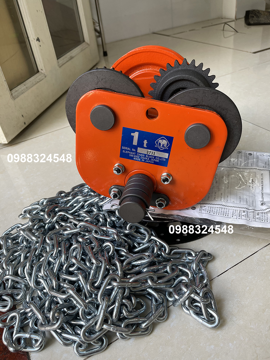 Con chạy kéo tay 1 tấn Elephant G-1/ 1 ton G-1 Elephant Geared Trolley
