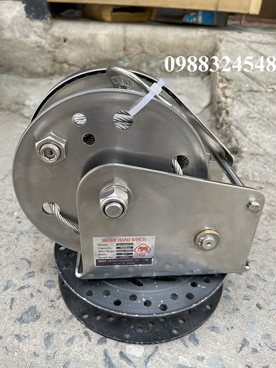 Tời quay tay inox 304 Riken HM-1800W-SS / HM-1800W-SS Stainless Steel Hand Winch