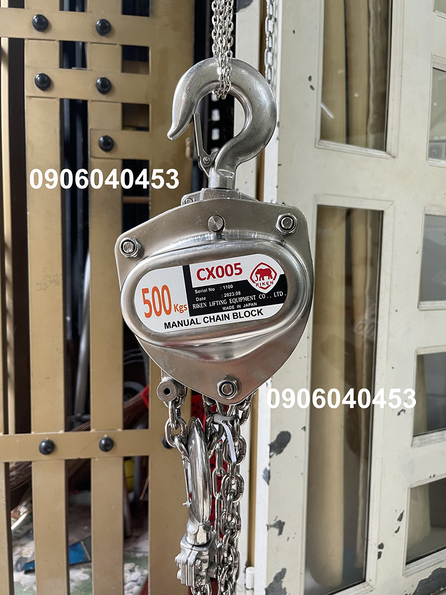 Pa lăng kéo tay inox 304 500kg CX005/ CX005 Riken Stainless Steel Manual Chain Hoist