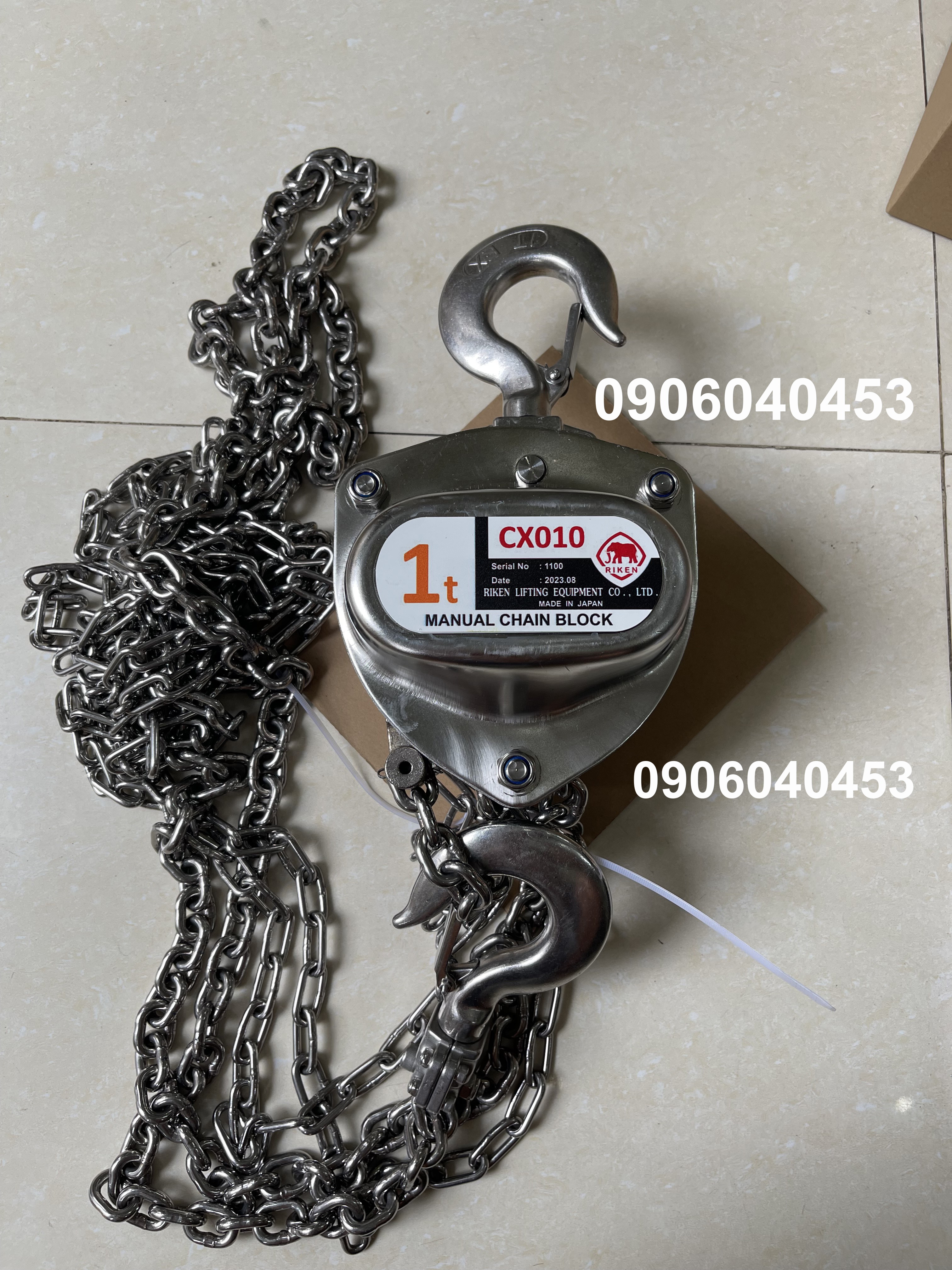Pa lăng kéo tay inox 304 Riken 1 tấn CX010/ 1 ton stainless steel chain hoist CX010