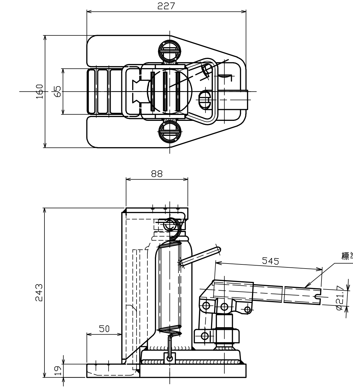 Bản vẽ Con đội móc Masada 2 tấn MHC-2RS-2 / MHC-2RS-2 Masada Hydraulic Jack